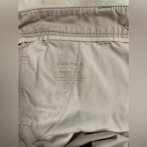 Sonoma Khaki Chino Shorts Mid Rise Waist Flat Front - Picture 5 of 6